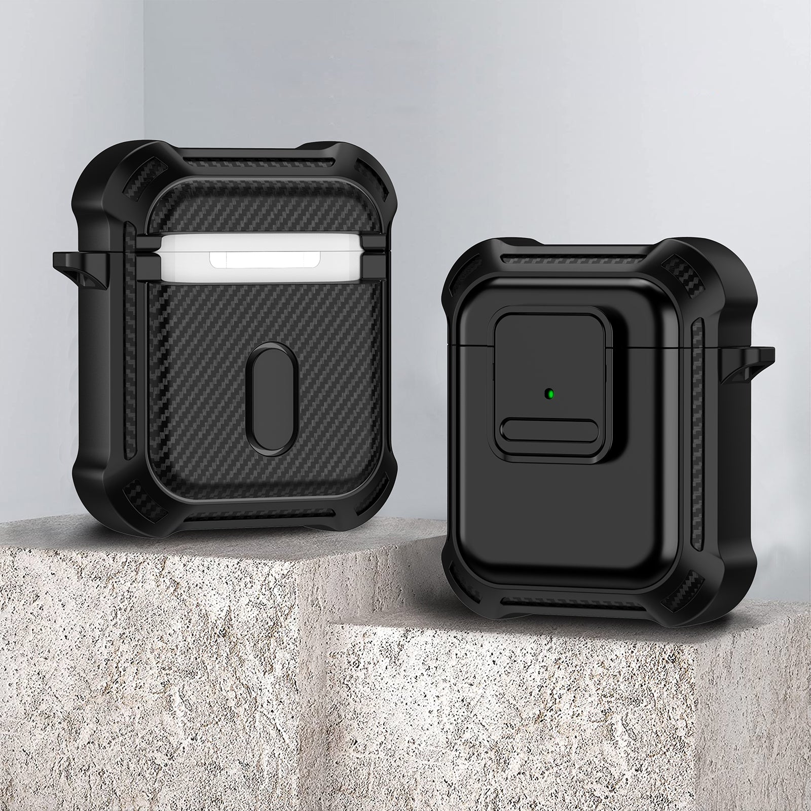 For Apple AirPods 1 2 Bluetooth Earphone Cover TPU PC Anti-drop Protective Case with Pressing Button For Apple AirPods 1 2 Bluetooth Earphone Cover TPU PC Anti-drop Protective Case with Pressing Button